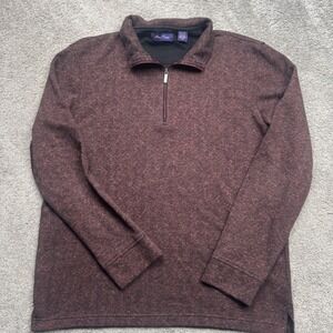 Alan Flusser Men's Medium Quarter Zip Pullover Cotton